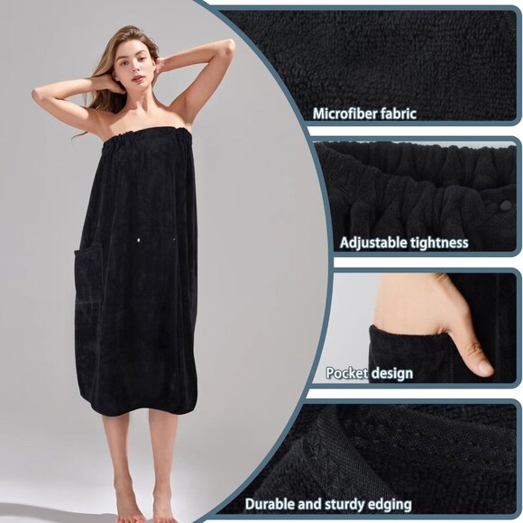 Spa Wrap Microfiber Lightweight Knee Length Bath Body Wrap - Picture 7 of 7